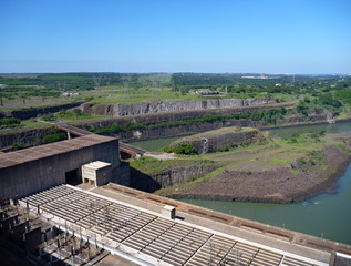 view from the top of itaipu dam on rio parana
