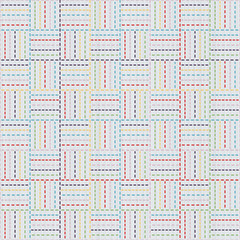 Seamless pattern. Sashiko motif - colorful weaving. Traditional Japanese Embroidery Ornament. Abstract backdrop. Needlework texture. For decoration or printing on fabric. Pattern fills.