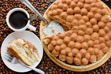 Traditional Italian dessert cake tiramisu
