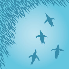 魚群とペンギン