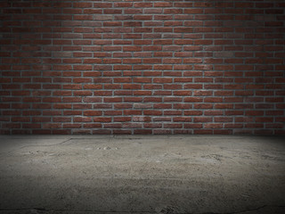 Concrete floor with Brick wall