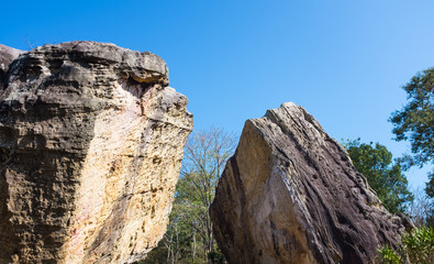 Boulders against blue sky over tranquil nature, summer in the day time.