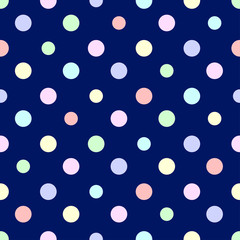 Pastel Rainbow Colorful Polka dot Blue Background Vector Illustration
