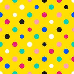 Rainbow Colorful Polka dot Yellow Background Vector Illustration