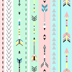 Fototapeta premium Tribal arrows boho seamless pattern. Ethnic geometric print. Background texture. Fabric, cloth design, wallpaper, wrapping 