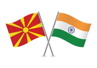 Macedonian and Indian flags. Vector illustration.