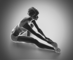 Naklejka premium Work out and fitness concept - streching and yoga