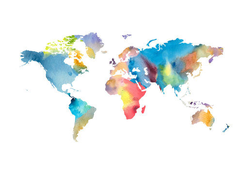 Fototapeta Akwarela mapa świata