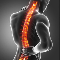 Spine injury pain in sacral and cervical region concept