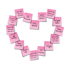 Sticky note heart shape idea concept, Vector Illustration