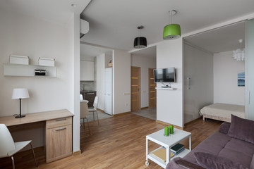 Interior of modern apartment in scandinavian style