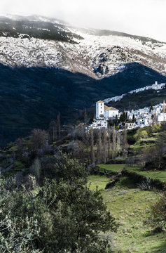 View of Bubion and Capileira in Poqueira ravine, La Alpujarra, Granada province, Andalusia, Spain