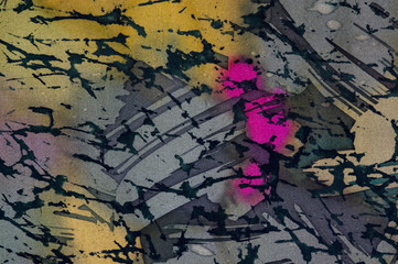 Naklejka premium Abstraction, hot batik, background texture, handmade on silk, abstract surrealism art