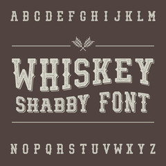 Shabby Vintage Whiskey Font. Alcohol Drink Label Design. Slab Se