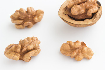 Walnut on a white background