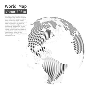 Dotted World Map Background. Earth Globe. Globalization Concept.