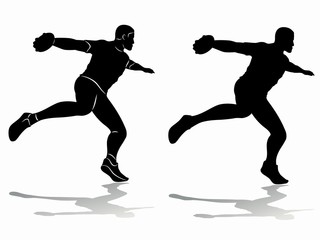 silhouette discus thrower , vector drawing