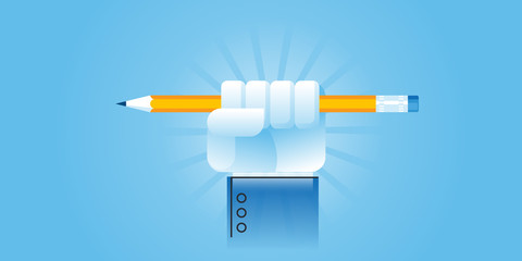 Flat line design website banner for the power of education. Modern vector illustration for web design, marketing and print material.