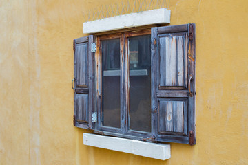 Wooden windows in vintage style.