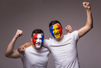 France vs Romania on white background. 
