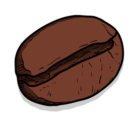 Coffee Bean, a hand drawn vector illustration of a coffee bean with shadow backdrop (editable).