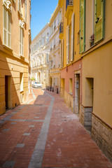 Fototapeta na wymiar Street in Monaco Village in Monaco Monte Carlo, daytime 