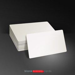 Stack of blank business cards on gray background with soft shadows. Vector illustration. EPS10.