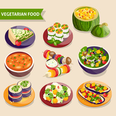 Fototapeta na wymiar Vegetarian dishes set