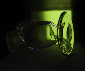 glass with green backlight