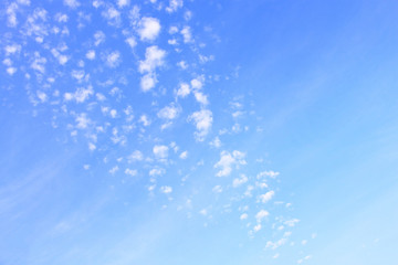 Fuzzy clouds on blue sky