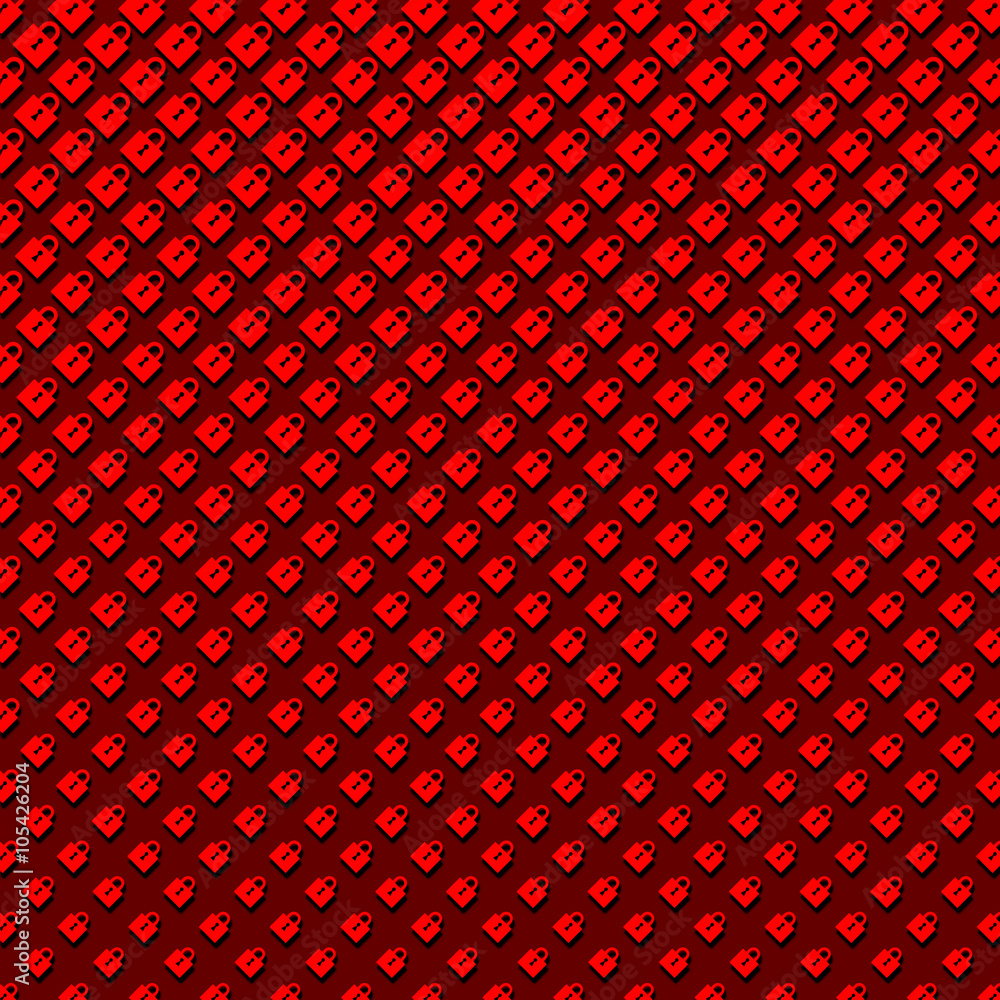 Poster abstract halftone pattern of padlocks in red