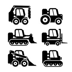Bobcat Machine Icons Set. Vector