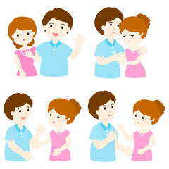 pack of couple character cartoon vector
