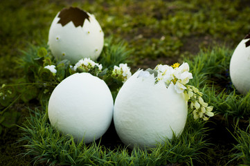 Naklejka na ściany i meble big docorative eggs in park