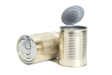 sealed metal cans isolated on white background