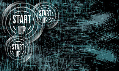 Vector abstract scratched background and start up icon