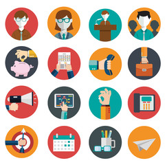 Human resources and management icons set