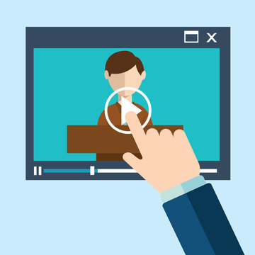 Vector webinar concept in flat style - video player - online education