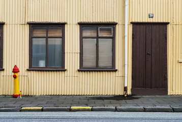 traditional painted houses in reykjavik iceland street - obrazy, fototapety, plakaty