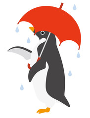 アデリーペンギン 雨ふり