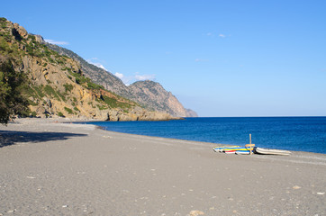 Fototapeta na wymiar Empty beach of Sougia, Crete, Greece