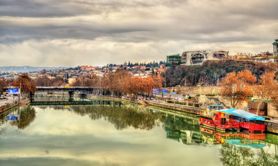 Fototapeta na wymiar Tbilisi with the Kura River - Georgia