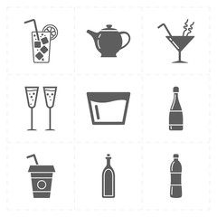 nine modern flat bar icons 