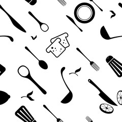 Kitchen seamless vector pattern 