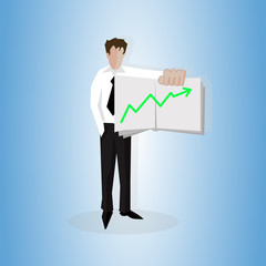 businessman stand and shows in which direction to develop.