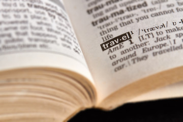 Fototapeta premium Travel Word Definition Text