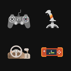 four flat game icons 