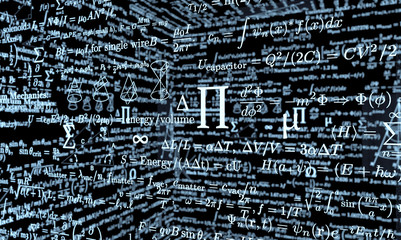 black mathematics board with formulas - obrazy, fototapety, plakaty