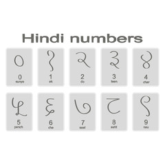 Set of monochrome icons with hindi numbers for your design