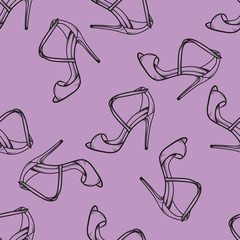 Women shoes seamless pattern vector hand drawn.